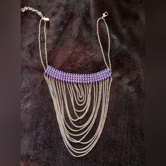 10$ Vintage Jewelry Silver Tone Multi Chain Fringe Choker Necklace Royal Accents - Picture 1 of 6
